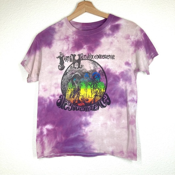 Jimi Hendrix Tie dye Tee Shirt Small Urban Outfitters   Purple Cotton Crew Neck - Picture 7 of 11